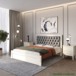 Полуторне дерев'яне ліжко Mebigrand Торонто Т3 Айворі (S0505Y30R)/Аляска 93 (сірий) 120х200