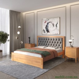 Полуторне дерев'яне ліжко Mebigrand Торонто Т3 Вільха/Аляска 93 (сірий) 120х200