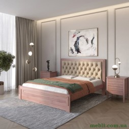 Полуторне дерев'яне ліжко Mebigrand Торонто Т3 Горіх лісовий/Аляска 23 (бежевий) 120х200