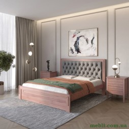 Полуторне дерев'яне ліжко Mebigrand Торонто Т3 Горіх лісовий/Аляска 93 (сірий) 120х200