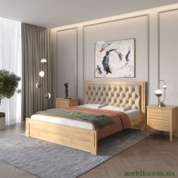 Полуторне дерев'яне ліжко Mebigrand Торонто Т3 Горіх світлий/Аляска 23 (бежевий) 120х200