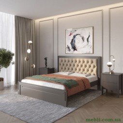 Полуторне дерев'яне ліжко Mebigrand Торонто Т3 Графітовий (RAL9011)/Аляска 23 (бежевий) 120х200