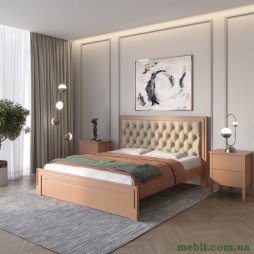 Полуторне дерев'яне ліжко Mebigrand Торонто Т3 Коричневий (RAL8025)/Аляска 23 (бежевий) 120х190