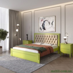 Полуторне дерев'яне ліжко Mebigrand Торонто Т3 Лайм (S3050G70Y)/Аляска 23 (Бежевий (S2005Y50R)) 120х200