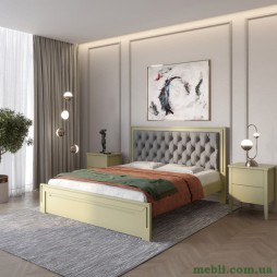 Полуторне дерев'яне ліжко Mebigrand Торонто Т3 Оливковий (RAL1020)/Аляска 93 (сірий) 120х200