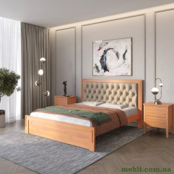 Полуторне дерев'яне ліжко Mebigrand Торонто Т3 Яблуня/Аляска 23 (бежевий) 120х200