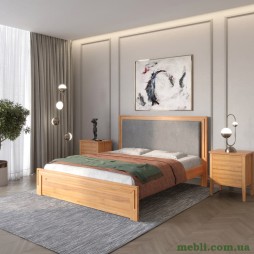 Полуторне дерев'яне ліжко Mebigrand Торонто Т4 Вільха/Аляска 93 (сірий) 120х190