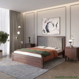 Полуторне дерев'яне ліжко Mebigrand Торонто Т6 Горіх темний/Аляска 93 (сірий) 120х190