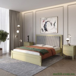 Полуторне дерев'яне ліжко Mebigrand Торонто Т6 Оливковий (RAL1020)/Аляска 93 (сірий) 120х200