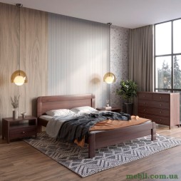 Полуторне дерев'яне ліжко Mebigrand Тоскана Горіх темний 120х190